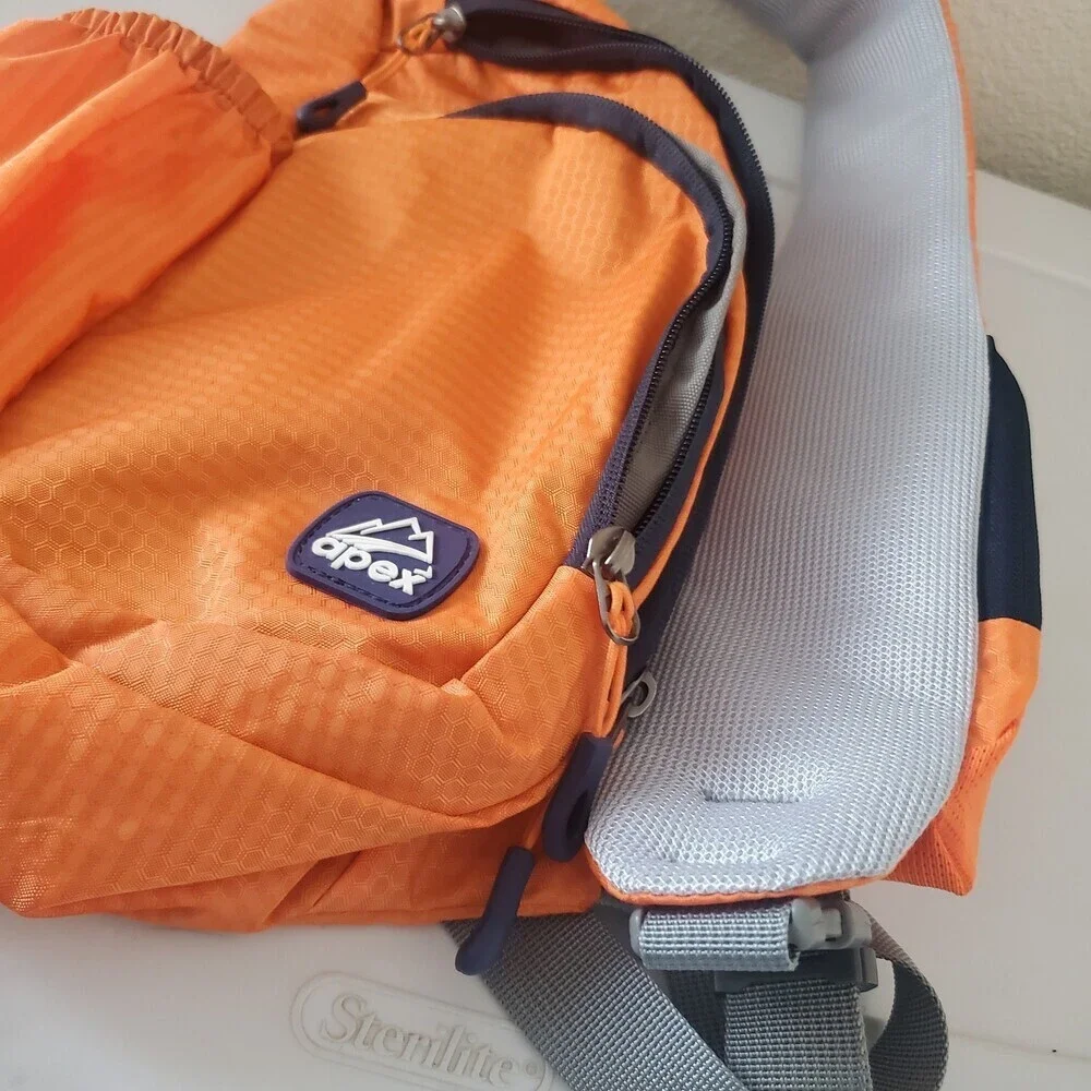 Apex Orange Sling Backpack Hiking Travel Daypack Shoulder Bag Lightweight